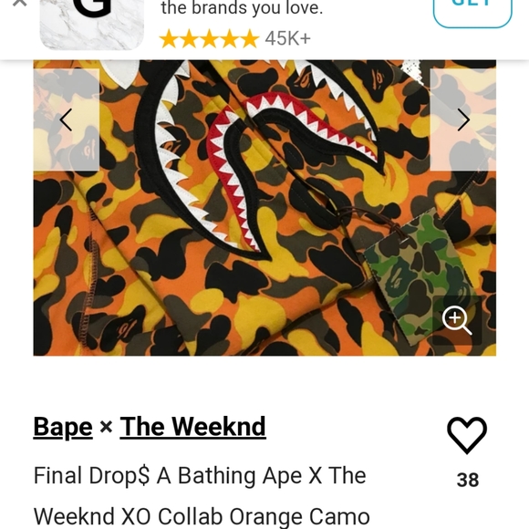 The weeknd collab bape orange camo